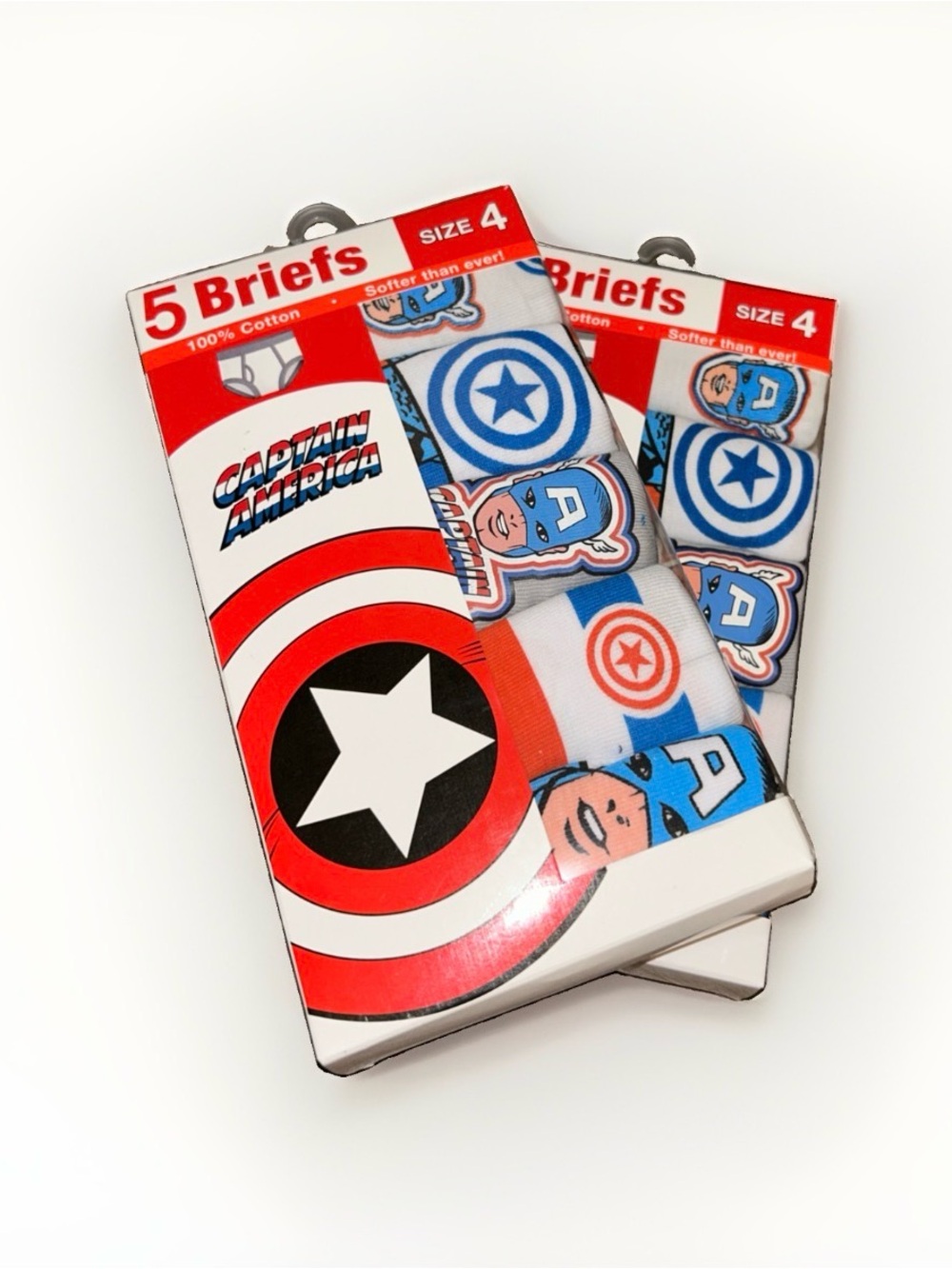 LOT OF 2: 5-Pack CAPTAIN AMERICA Boys Size 4 Cotton Briefs Underwear • Assorted